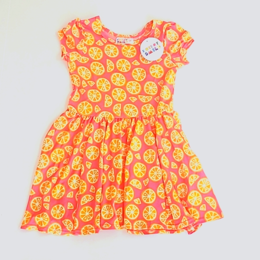 NWT Dot Dot Smile Girl 2T Orange Slices Cap Sleeve Twirl Dress